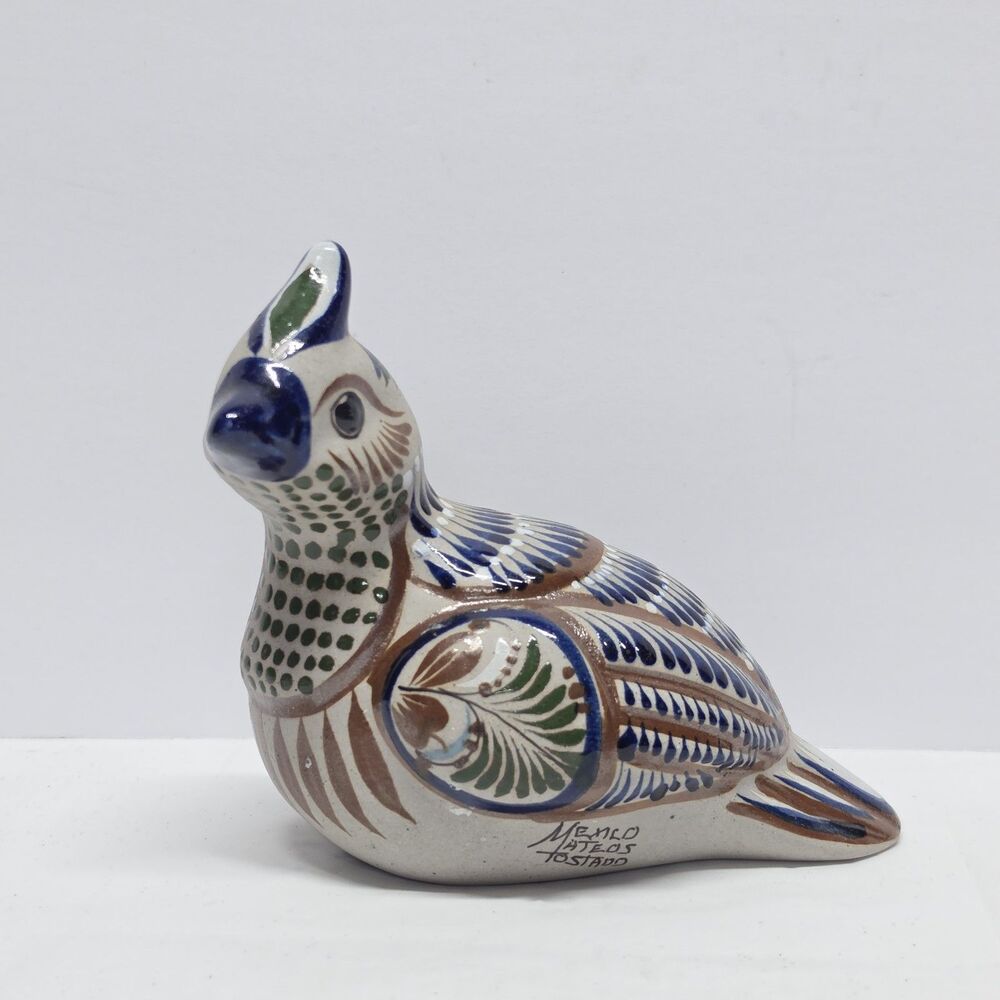 Large Mexican TONALA Pottery Mateos Tostado Quail Bird Folk Art Figurine 5 1/4"